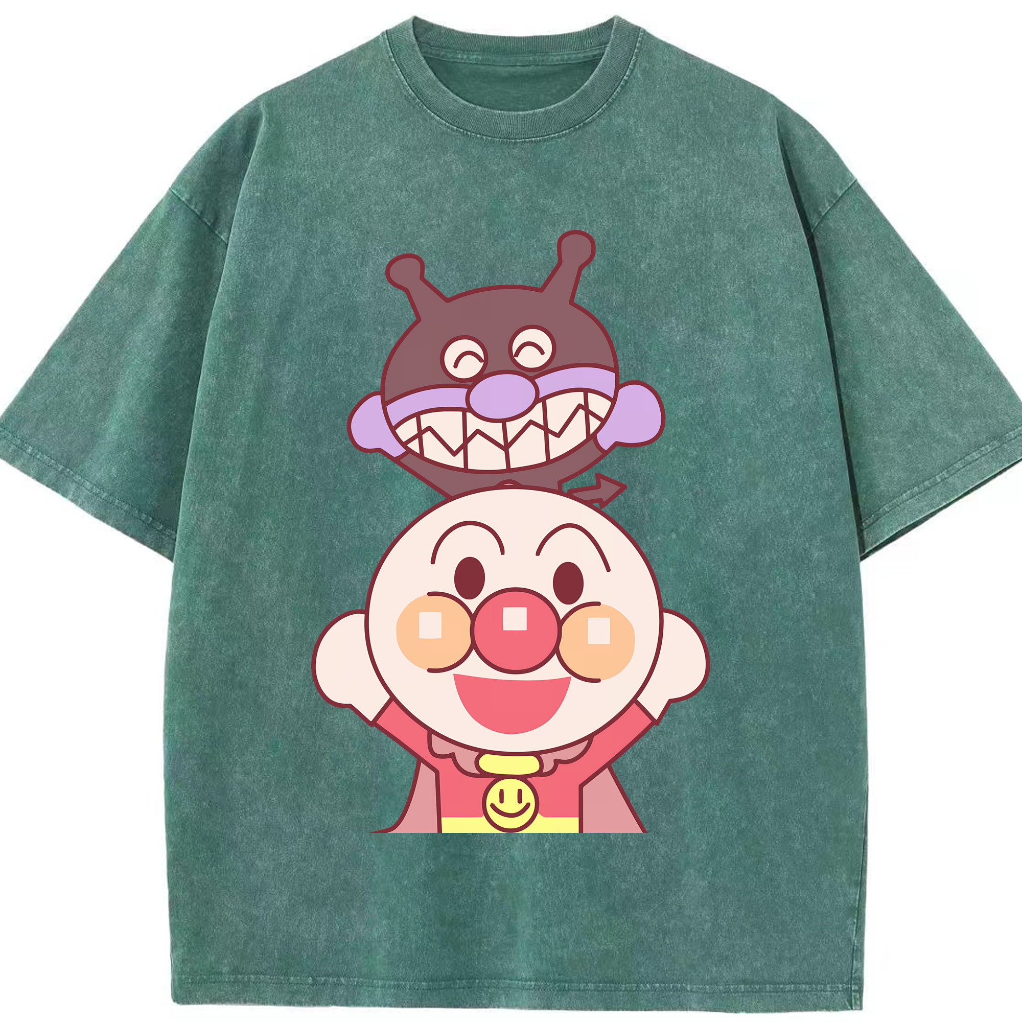 （画像用） アンパンマン Anpanman 綿100% ヴィンテージ風 半袖Tシャツ（フロントプリント）